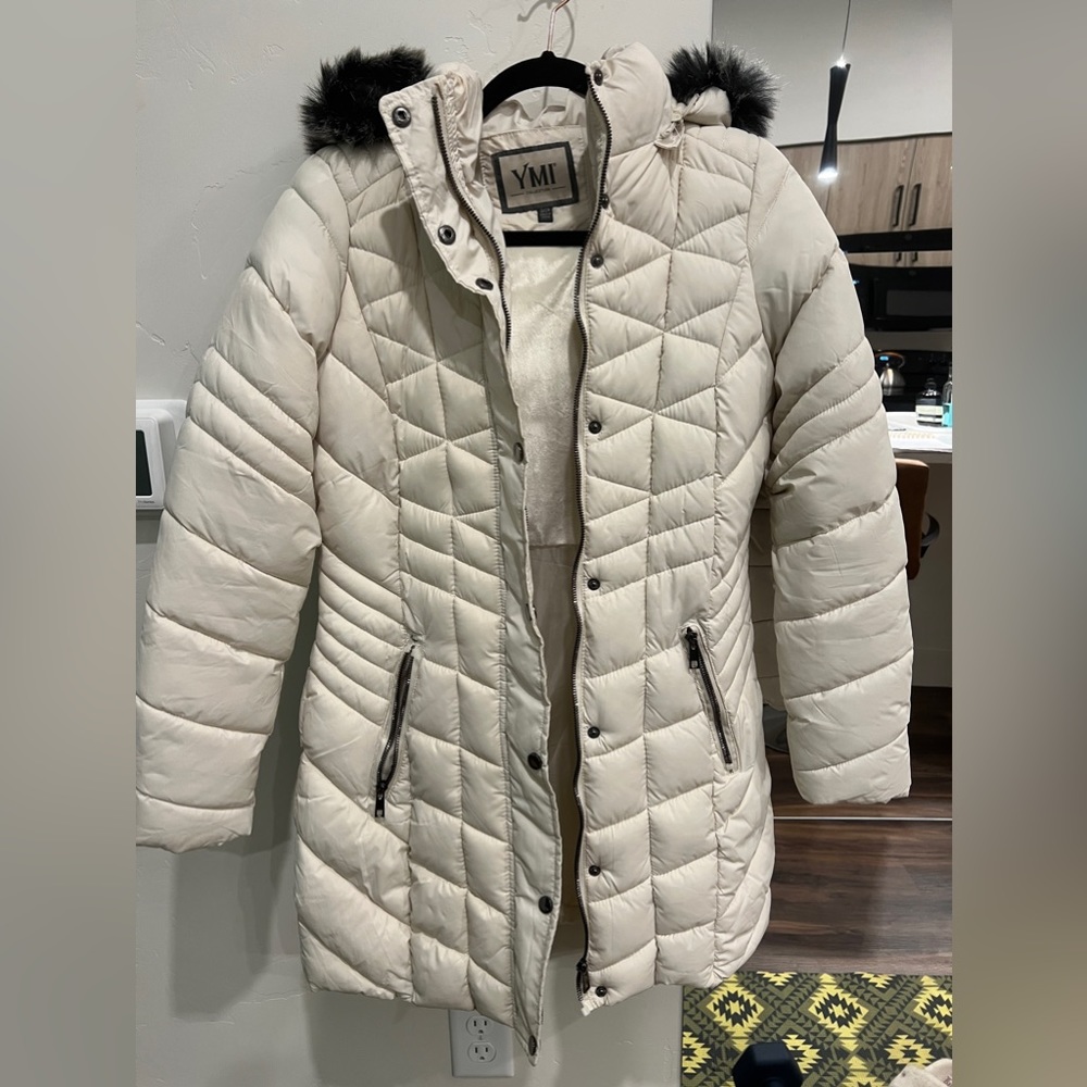Cream White YMI Womens Long Winter Coat